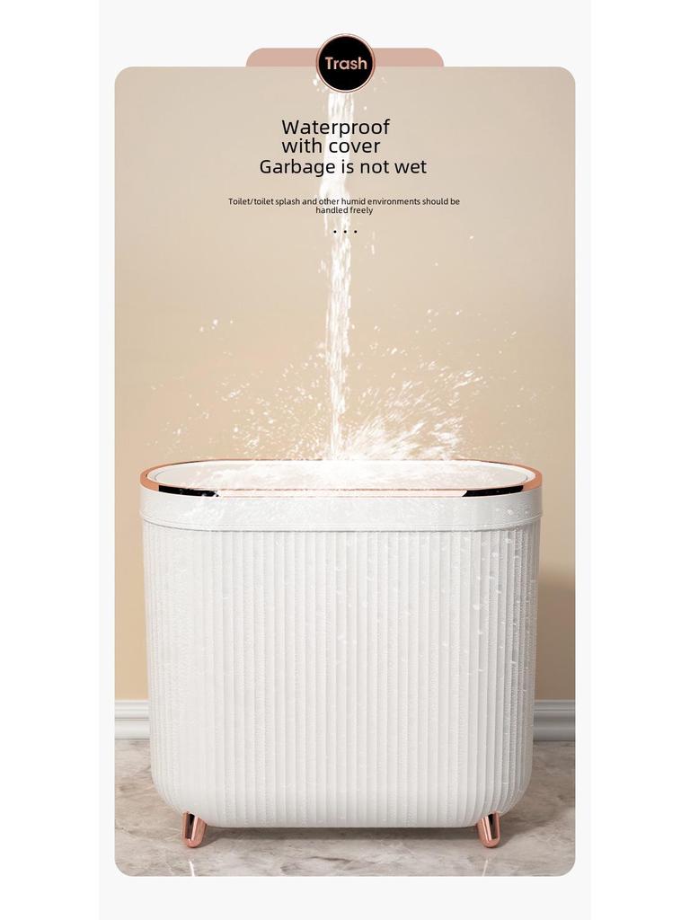 Luxury Narrow Bathroom Waste Bin with Lid - Sealed for Bedroom, Living Room, and Bathroom Use