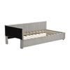 Low Daybed Upholstered Sofa Bed 90x200CM Slatted Frame Velvet Fabric Sleeping Couch Modern Grey Beige Living Room Single Day with Sponge Filling