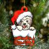 Christmas Dog Ornament Acrylic Christmas Tree Hanging Pendant Sign Statue Decorations 2023 New Year Gift Party Supplies