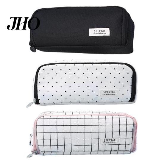 Astuccio per Matite in Tela Grande Custodia per Trucco con Tasche con Cerniera Pochette Scomparti Multipli Organizer Leggero Anelli Elastici Portapenne