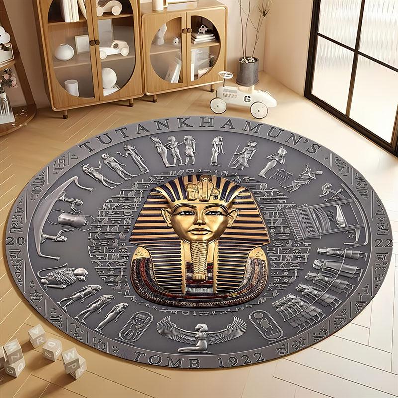 

free shipping HD Retro Egyptian Pharaoh print round carpet for home sofa bedroom, decor mat home rug great gift for friends Diameter 60cm
