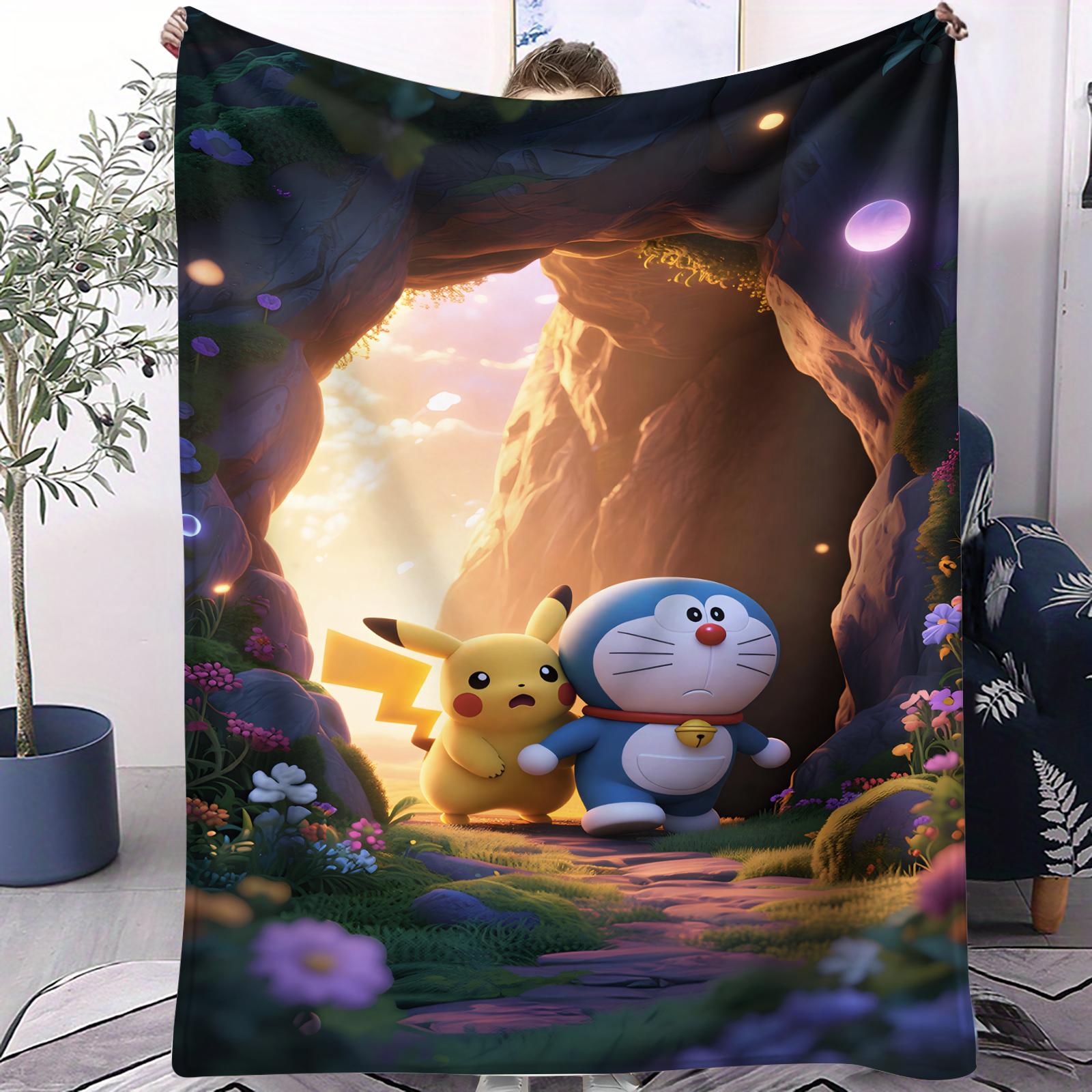 

Doraemon Spring Outing Printed Blanket For Office Travel Comfort Leisure Camp Travel Multifunctional Universal Blanket Fan Gift 70x100cm
