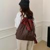 Korean Style Foldable Waterproof Polyester Drawstring Backpack - Large Capacity Shopping Bucket Bag