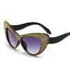High-Quality Vintage Oversized Cat Eye Diamond Cake Sunglasses Women Female Luxury  Designer Punk Sun Glasses Trendy Sexy Ladies Shades