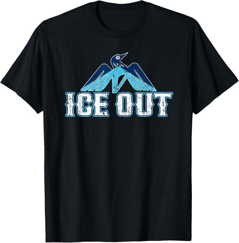 Vintage Ice Out of MN Minnesota Flag Loon Bird Inspired T‑Shirt M