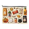 Digital Print Pouch Halloween Theme Cosmetic Bag, Durable Canvas Zipper Makeup Pouch, Storage Bag Portable for Stationery And Daily Cute Organizer
