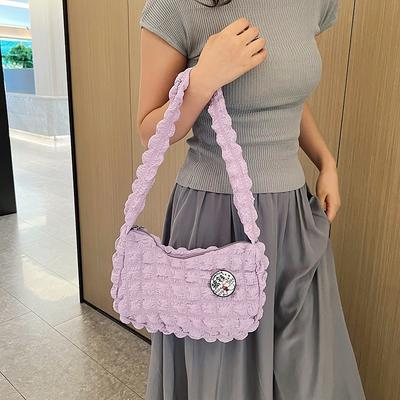 Heutige beliebte Cloud-Puff-Tasche Mädchenmode plissierte Umhängetasche schlichte einfarbige Studenten tragbare Achseltasche