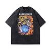Men's Summer New Pure Cotton American Retro Old Washed T-shirt Men's Animation Cartoon Printing Short-sleeved T-shirt Men's and Women's