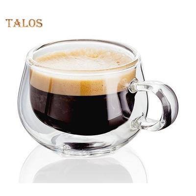 Tazza termica in vetro a doppia parete TK resistente al calore, tazza da caffè e tè con manico, resistente al calore