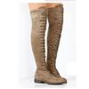 Luxurious Womens Lace Up Low Heel Thigh High Over The Knee Stretch Riding Boots Shoes