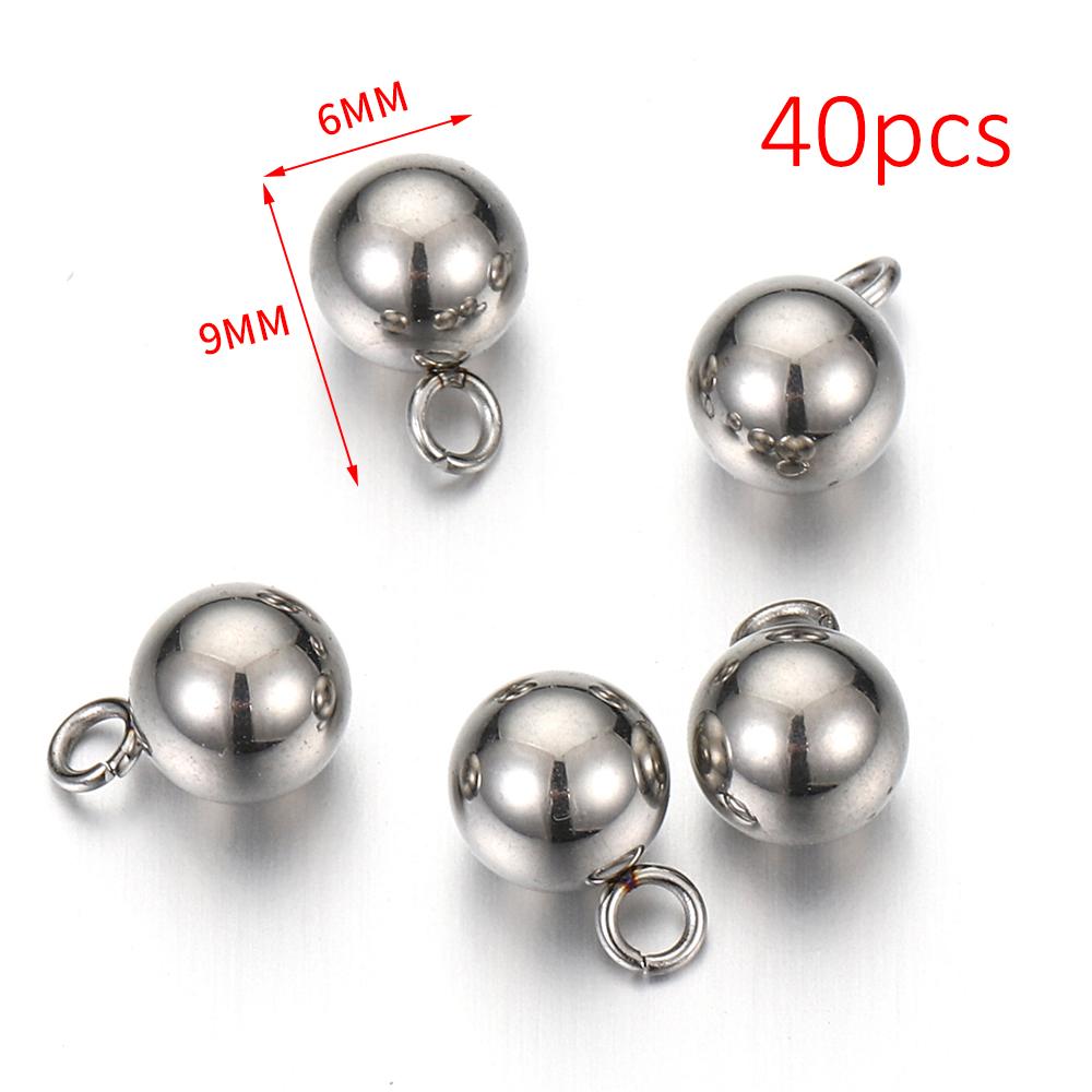 20-40pcs Stainless Steel Beads Solid Ball Charms for Necklace Bracelet Jewelry Making DIY Earrings Gold Bead Pendants