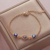 Fashionable Simple Rhinestone Evil Eye Four Leaf Clover Bracelet for Women