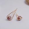 Purple Edison 11k Gold Injection Natural Freshwater Pearl Ear Hook French Drop Earrings Jewelry Light Luxury