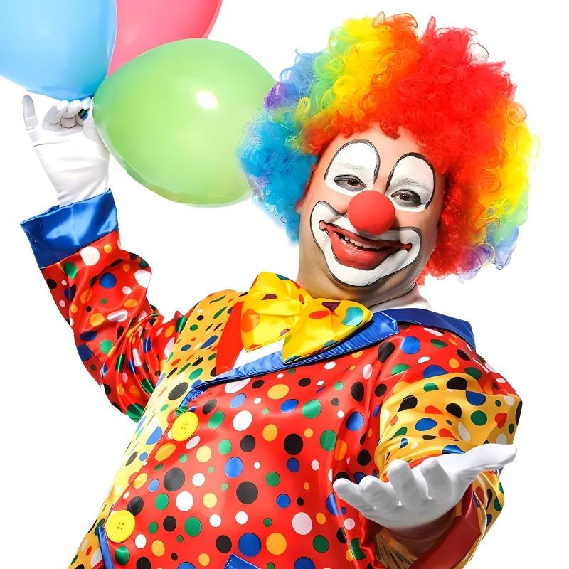 5 pièces/set Costume de Clown d'Halloween pour Adultes Combinaison en Tissu avec Ensemble Perruque Cosplay Fête Carnaval Spectacle de Scène Tenue de Jeu de Rôle