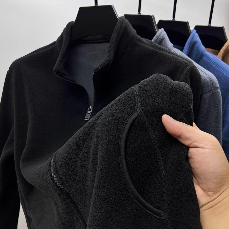 Ao-Fleece Sweatshirt Cardigan Men's Stand Collar Fleece Autumn and Winter Men's Warm Fleece Jacket Thickened