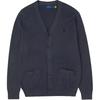 Polo Solid Color Pony Embroidered V-Neck Single-Breasted Long Sleeve Knit Sweater Men Sweater Black 710920649-004
