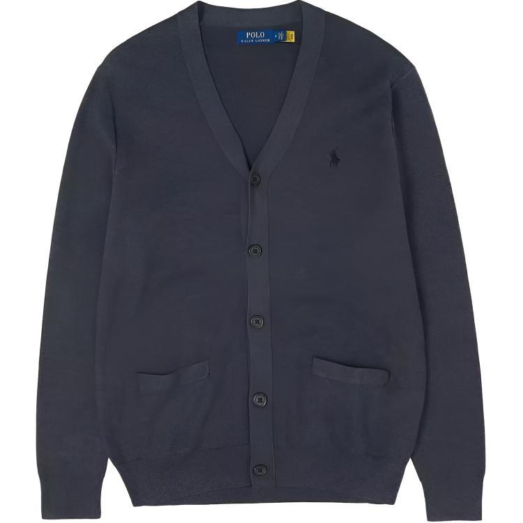 Polo Ralph Lauren Solid Color Pony Embroidered V-Neck Single-Breasted Long Sleeve Knit Sweater Men sweater Black 710920649-004