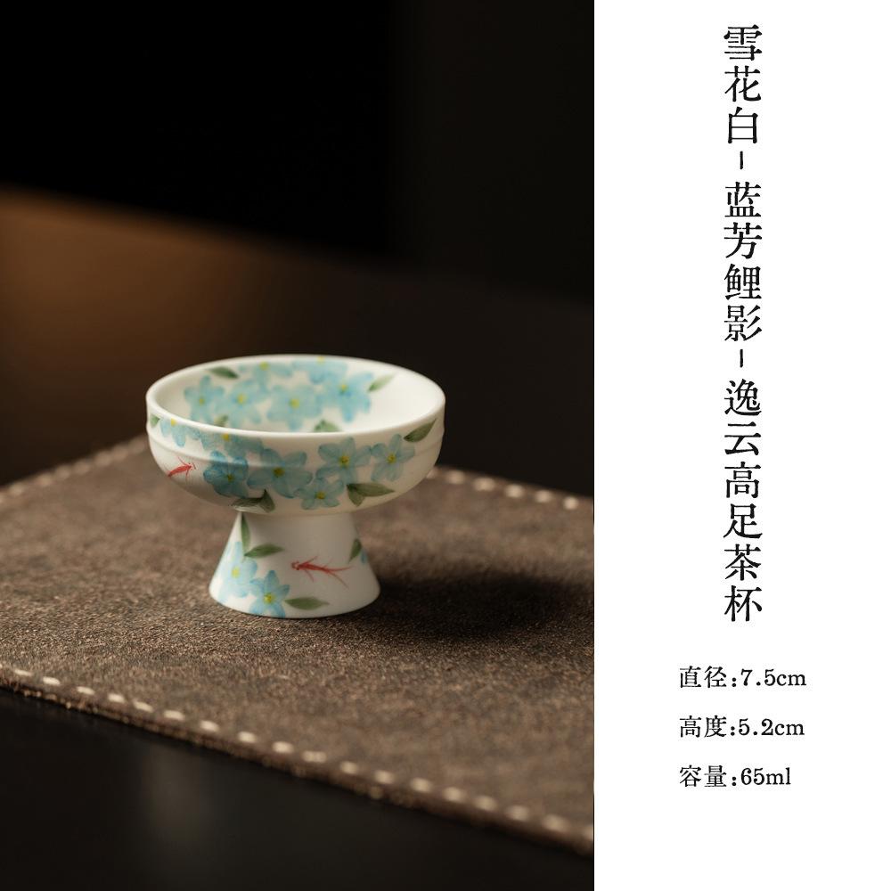 

2pc/lot Hand-painted Blue Flowers Teacup Ancient Tea Bowl Cup For Tea Tea-tasting Meditation Cup Chazhan Master Cups Teaset 65ml As Your Choose