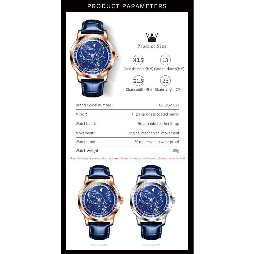 OLEVS New Business and Leisure Watch Automatic Mechanical Starry Sky Second Dial Luminous Men's Watch