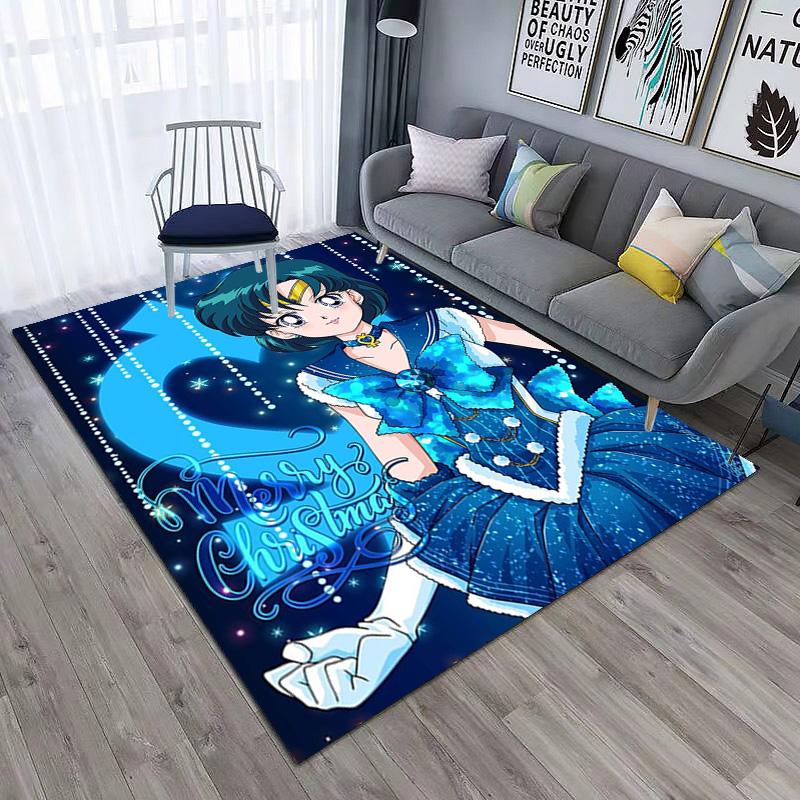 Cute Cartoon Theme Sailor Moon Tsukino Usagi Cartoon Rug Multifunctional Household Anti-slip Decorative Door Mat, Outdoor Floor Mat, and Carpet Y7
