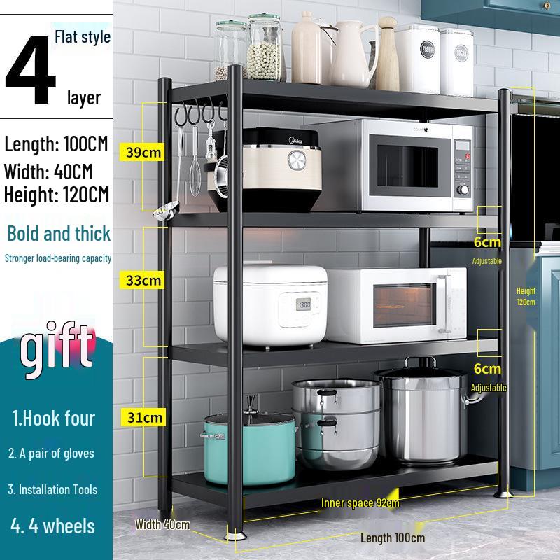Freestanding Multi-Layer Kitchen Storage Rack for Microwave and Pots