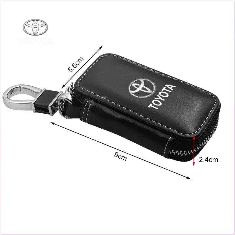 Car Key Bag Zipper Case Anti-Theft Key Fob Pouch Leather Emblem Keychain Zipper for Toyota GR GTR GAZOO Racing Logo Auris Pruis RAV4 CHR Corolla CAMRY