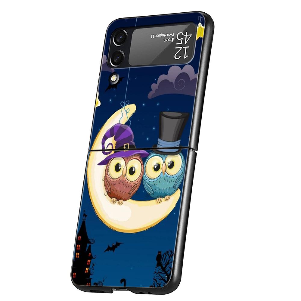 

Cute Cartoon Owl Hard PC Phone Case For Samsung Galaxy Z Flip 4 5 6 Transparent Cover For Galaxy Z Flip 3 Foldable Shockproof Z Flip 3