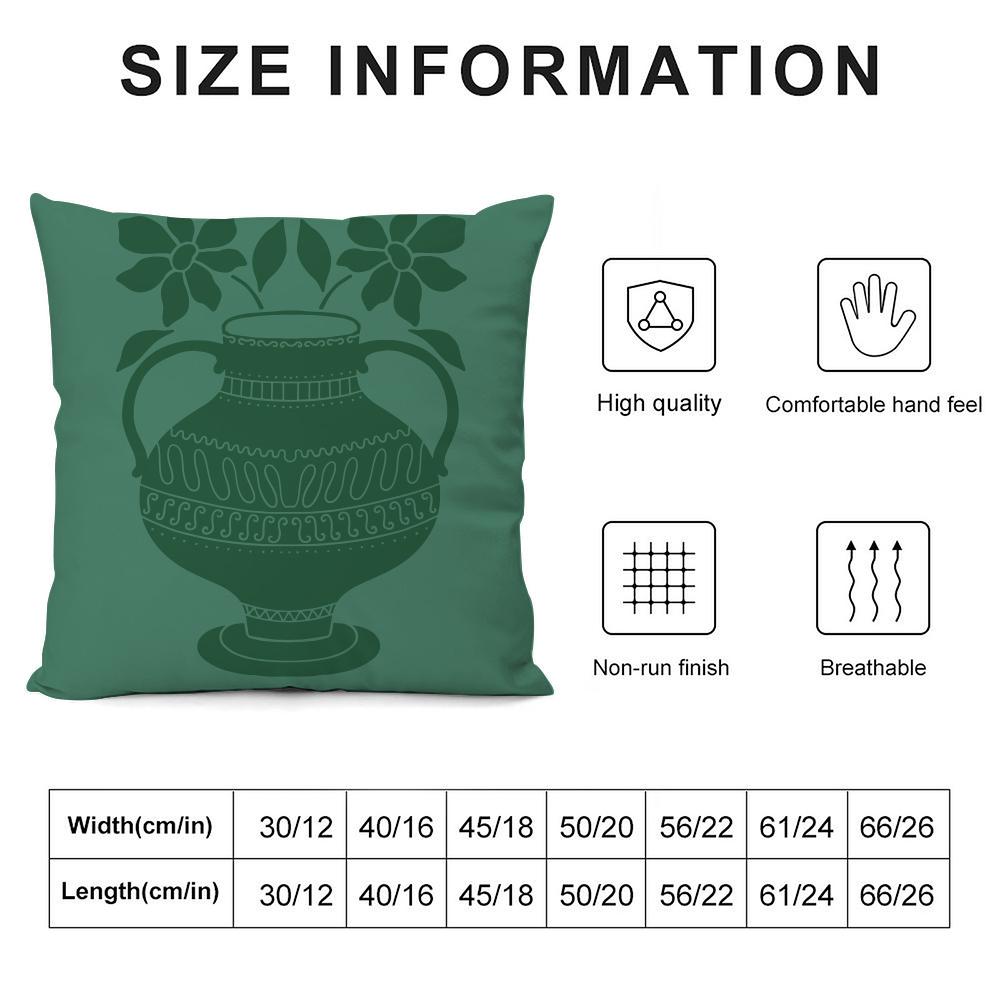 Bohemia Green Classic Cushion Cover Silky Short Plush Double-Sided Printed Pillow Case For Sofa All Seasons Home Decor Gift
