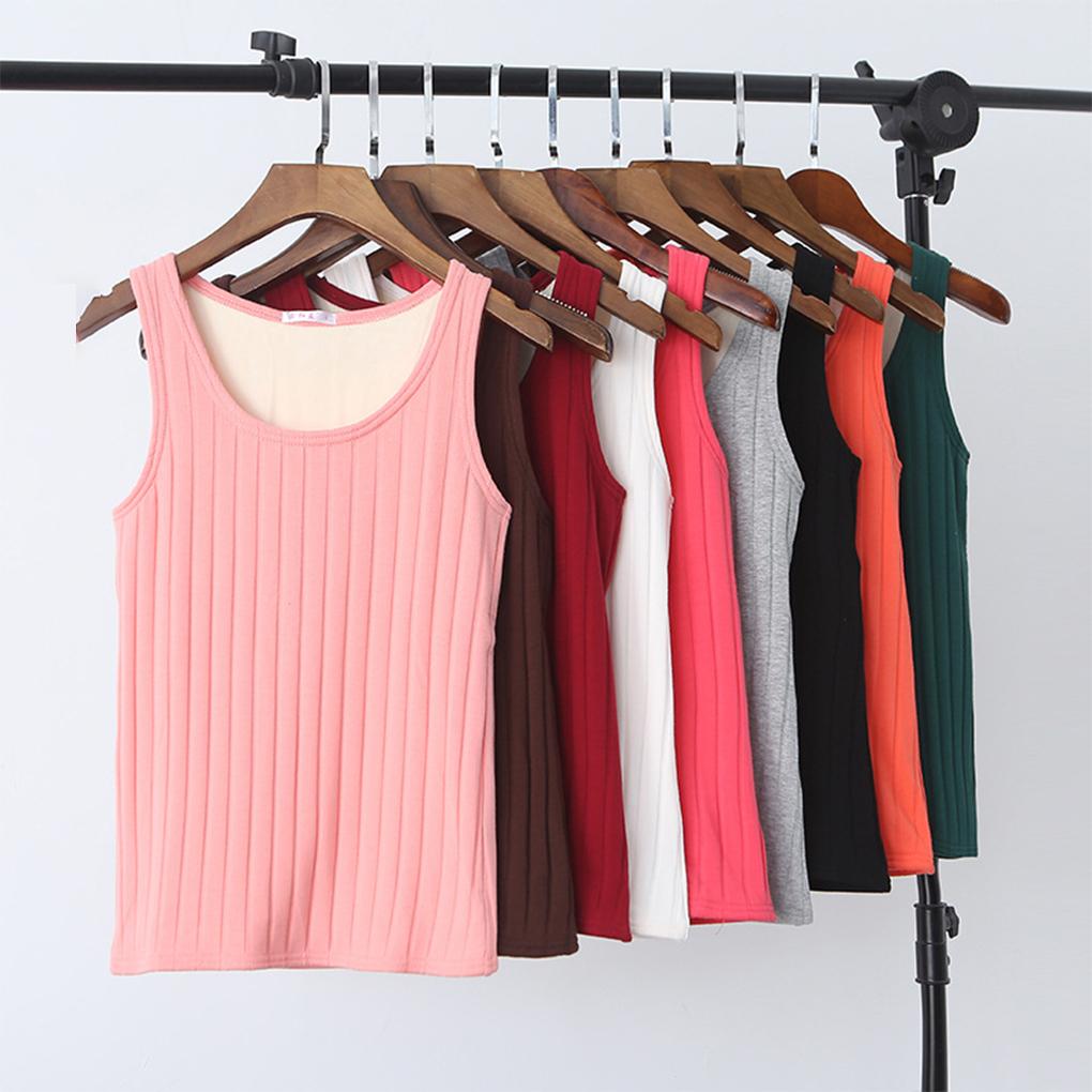 Women Thermal Vest Velvet Cotton Comfortable Underwear Ribbed Winter Warmer Clothing Clothes Thickened Casual Basic Top