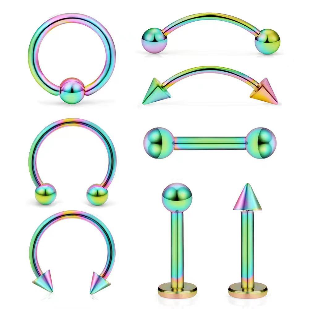 8-teiliges Piercing-Set aus Edelstahl: Lippenstecker, Augenbrauenstecker, Ohrstecker, Nasenring, Lippenringschmuck