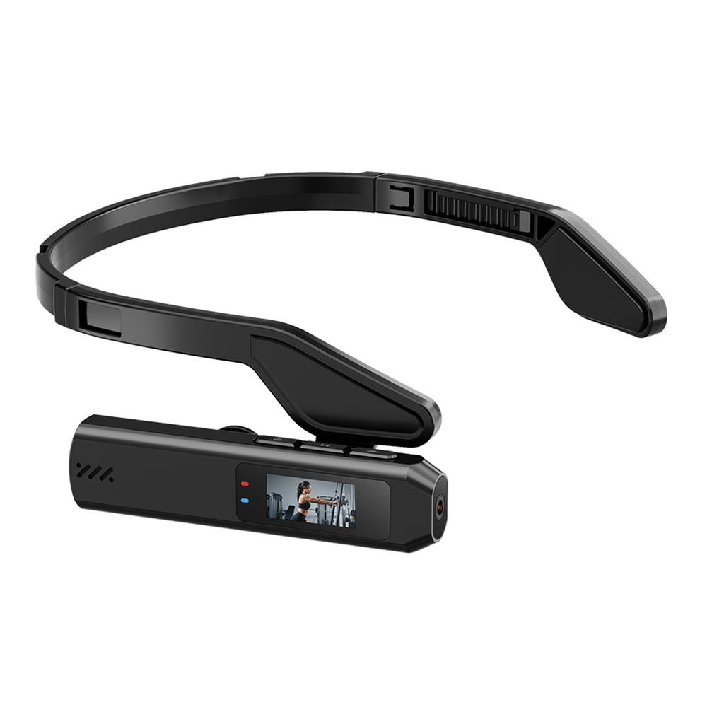 2.7K HD Head Mounted Camera Vlog Sports Body Cam Portable 110 Degree Wide Angle 0.96 Inch IPS Screen APP for Travel Pet