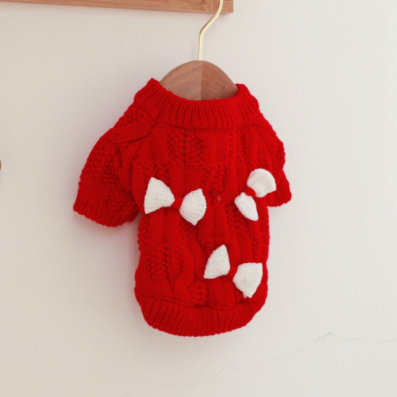 Pet Bowknot Sweater - New Year Dog & Cat Apparel