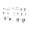 Accessories Vintage Antique Silver Love Cross Ivory Flower 8 Pair Set Stud Earrings