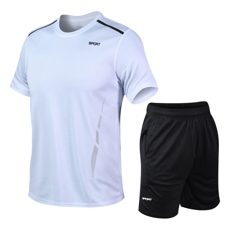 Summer Men's Quick Drying Running Sets Breathable Hiking Fishing T-Shirt Short Soft Elasticity Gym Fitness Suits Outdoor Sports