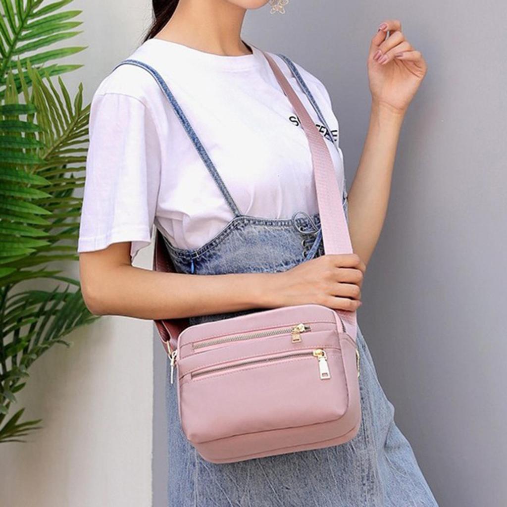 Women Waterproof Nylon Crossbody Shoulder Bags Casual Large Capacity Travel Clutch Bag Female Solid Color Multi-pocket Handbag