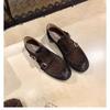 Cowhide Version, Modern Accent Miu Engraved Buckle with Thick Heel Oxford Loafers, Genuine Leather Single Shoes Women's Small Leather Shoes