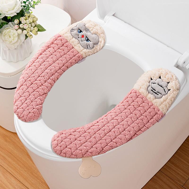 Adhesive Type Toilet Cushion Winter Toilet Cover Toilet Cushion Toilet Sticker Washable and Thickened Bathroom Accessories