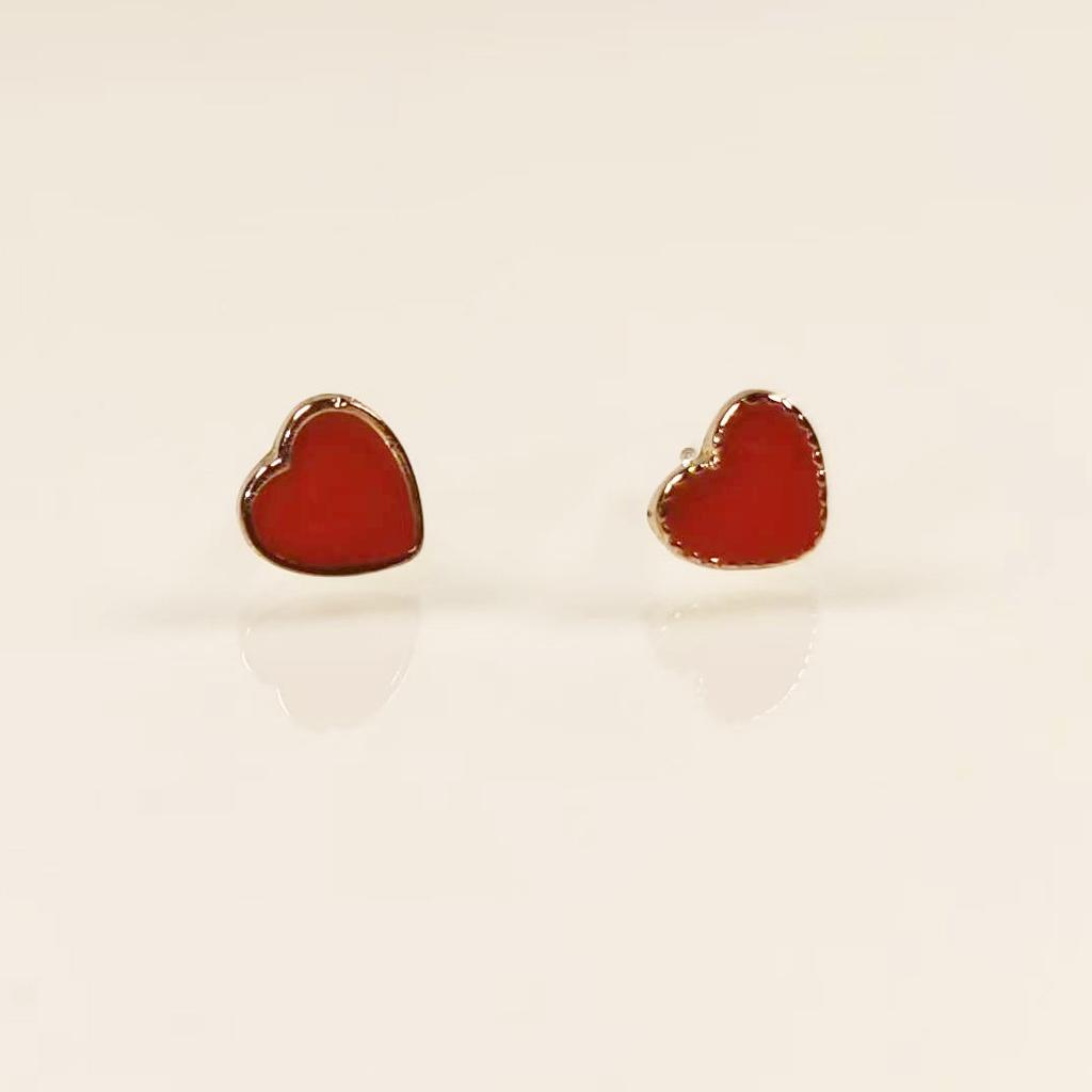 S925 silver needle dripping oil series love zircon stud earrings French niche three-pair set earrings temperament girl earrings