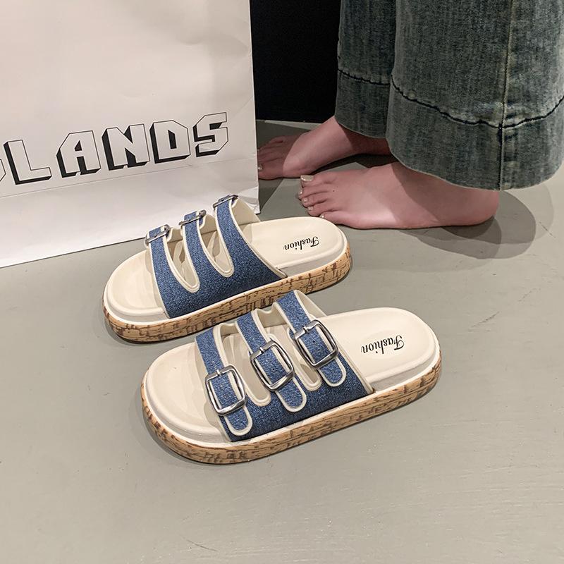 

Cool slippers women s outer wear 2025 new summer thick-bottomed retro cool slippers beach cool slippers 41 светло-синий