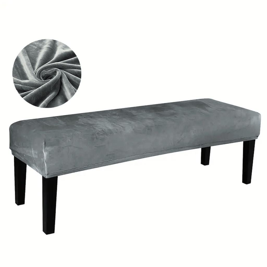 Silver Fox Fleece Bench Cover Elastic All-Inclusive Stool Cover Dust-proof, Bench Chair Cover Piano Seat Cover