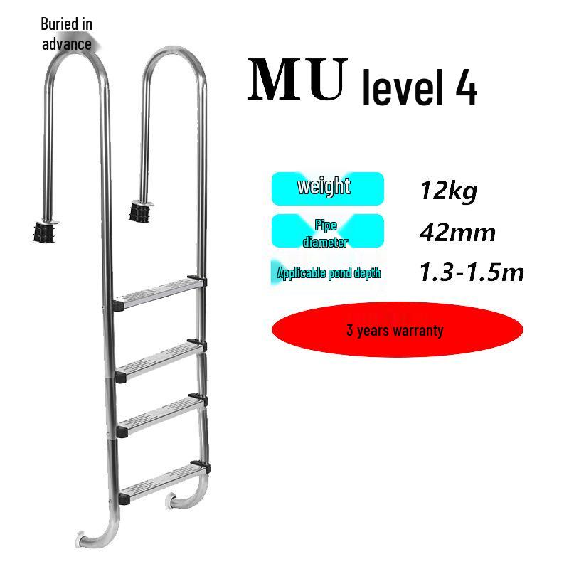 304 Stainless Steel Swimming Pool Ladder with Thickened Handrail and Pedal