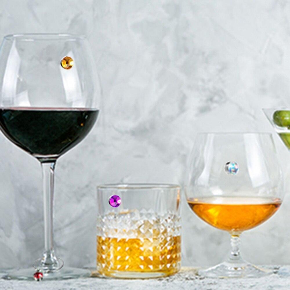 12 Pieces Crystal Magnetic Glass Goblet  Mark Ring Drink Markers Wine Wine Glass Rings Tags for Goblet Flutes Cocktails