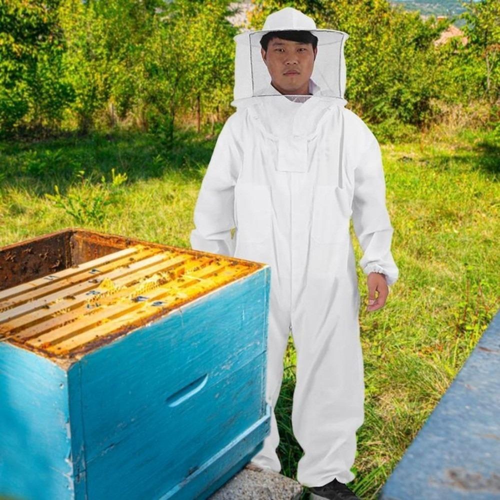 Professional Beekeepers Bee Suit Anti-Bee Breathable Beekeeping Suit Jumpsuit Veil Hood Hat Zipper Bee Repellent Clothing