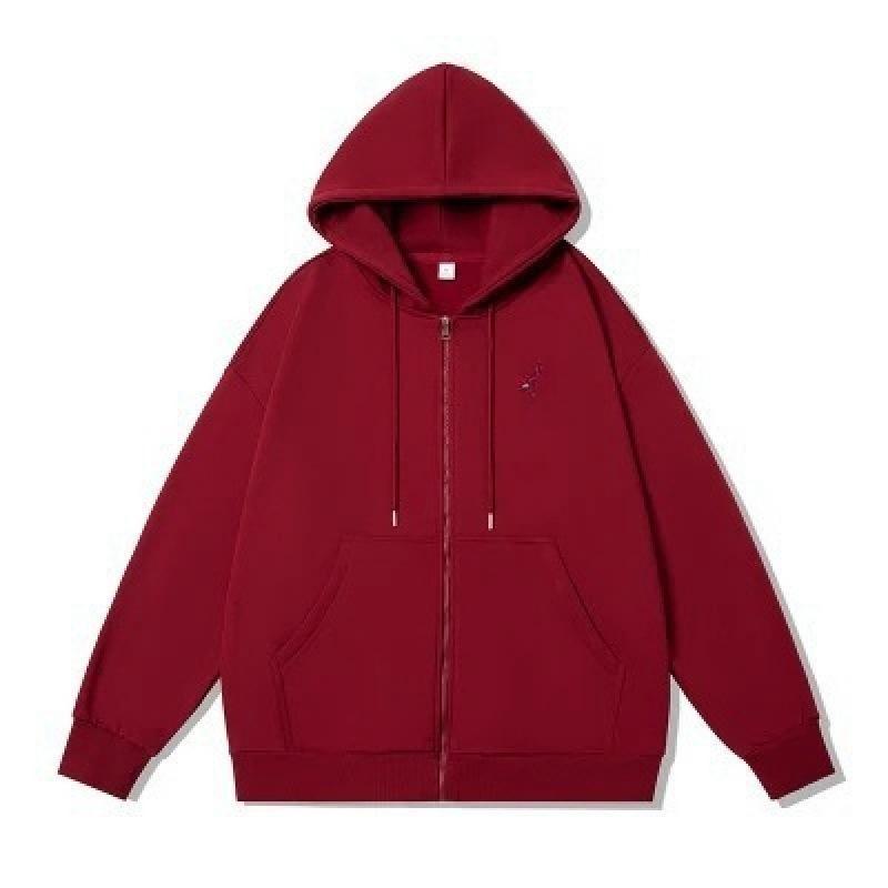 Herbst Winter Britisches Jugend Kapuzen Cardigan Sweatshirt - Lockere Passform, Große Größen, Modischer Druck mit Heißprägung und Reißverschluss M dunkelrote