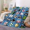 1pc Mario Characters Flannel Throw Blanket HD Printed Lightweight Soft Warm All Season Blanket for Sofa, Bed, Travel, Camping Machine Washable