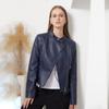 Women Lapel Collar Spring Autumn Solid Color Long Sleeve PU Leather Jacket S-3XL