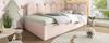 Divano letto imbottito 90x200cm, Divano letto con letto estraibile 90x190cm, Letto per bambini con rete a doghe, Velluto, Rosa, senza materasso