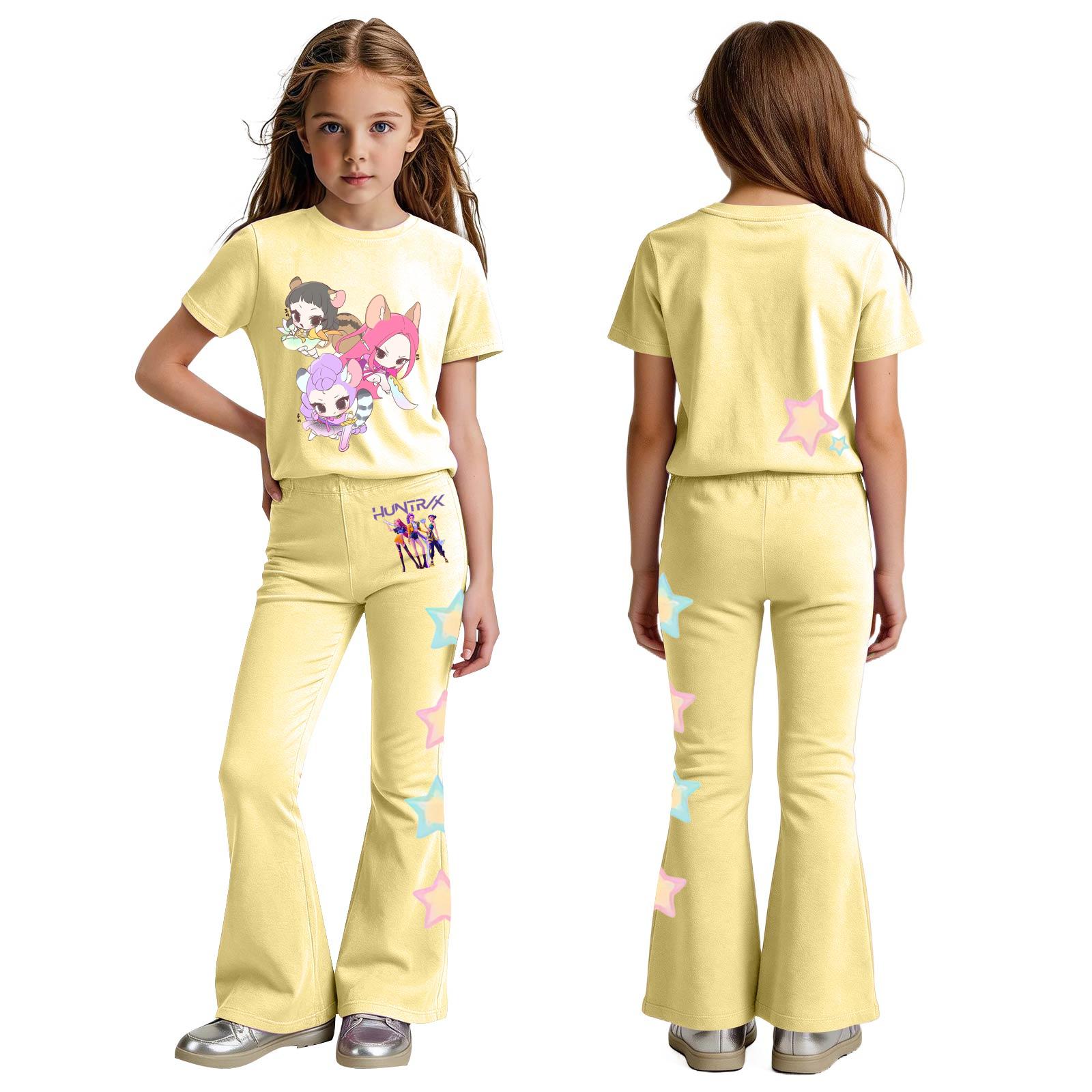 

Infant Newborn Baby Girls Boys Loose Print T-shirt+Pants Print Outfits Set 160 жовтий