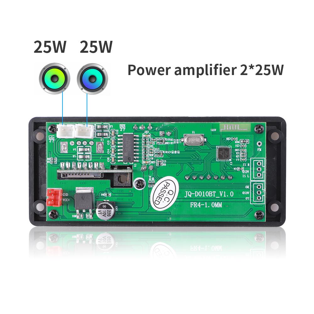 Car MP3 Decoder Board 2*25W 50W Bluetooth 5.0 Amplifier Music Audio Player FM Radio Module Support Folder Switching DC 7V-15V