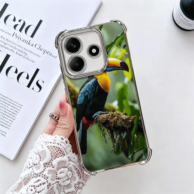 

Tropical Toucan Soft Phone Case For Xiaomi Redmi Note 14 15 Pro Plus 13 12 11S 11T 5G 10 9S 9 Plating Anti-Fall Fundas Redmi Note 9S